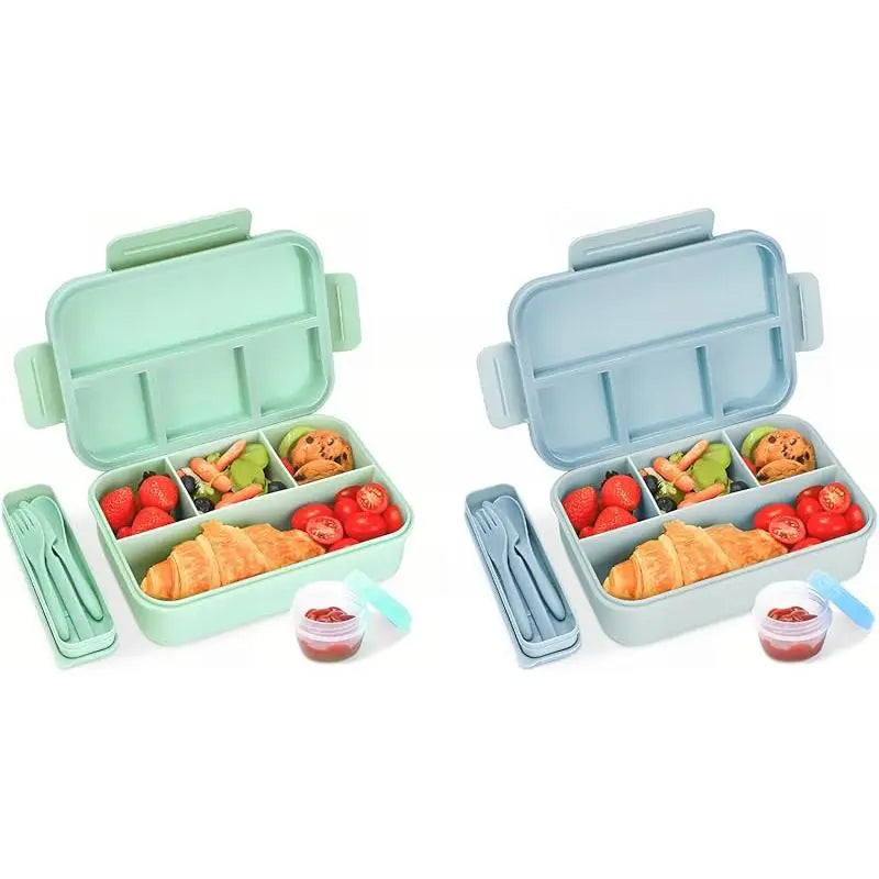 Bugucat 1300ML Leak-Proof Lunch Box with 4 Compartments for Kids & Adults - Bento Box for Boys Girls - Vesper Can Design - Ideal for Breakfast & Lunch - Includes Free Sauce Containers & Cutlery